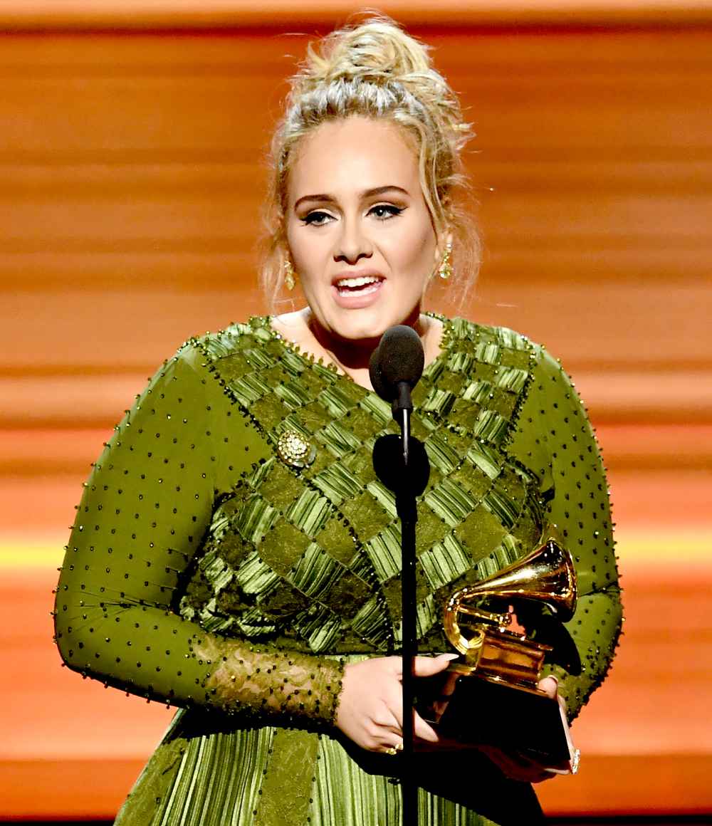 Adele accepts the Song Of The Year award for 'Hello' onstage during The 59th GRAMMY Awards at STAPLES Center on February 12, 2017 in Los Angeles, California.
