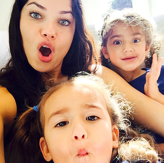 Adriana Lima with her daughters Valentina and Sienna
