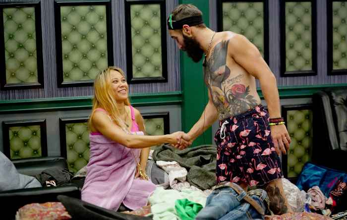 Paul Abrahamian contatulates Alex Ow one winning the Veto Competition - "Fin to Win" on Season 19 of Big Brother.