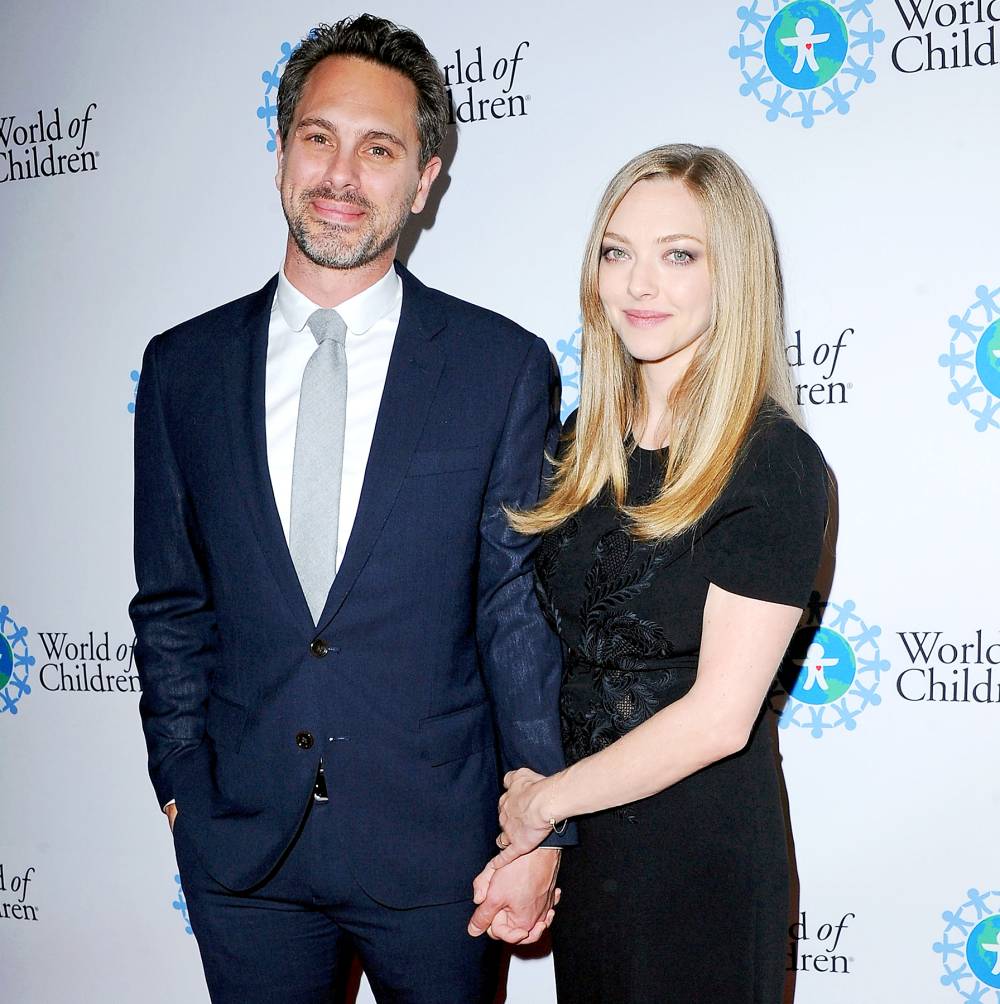 Thomas Sadoski and Amanda Seyfried arrive at the 2017 World Of Children Hero Awards at Montage Beverly Hills on April 19, 2017 in Beverly Hills, California.
