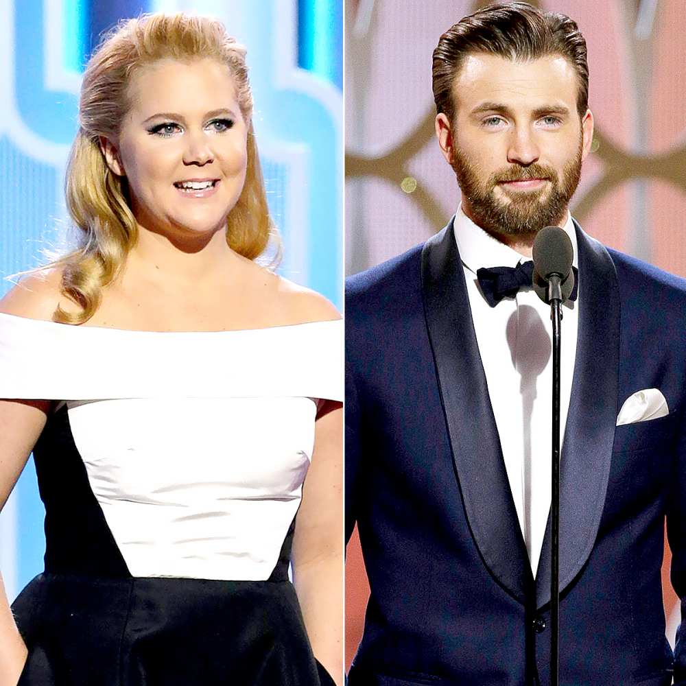 Amy Schumer and Chris Evans at the Golden Globes 2016