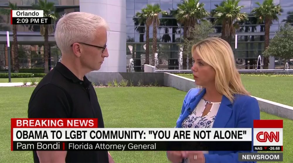 Anderson Cooper and Pam Bondi