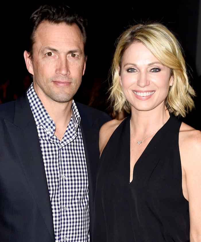 Andrew Shue and Amy Robach attend the Chiara Boni La Petite Robe collection during, New York Fashion Week: The Shows at Gallery 3, Skylight Clarkson Sq on February 14, 2017 in New York City.