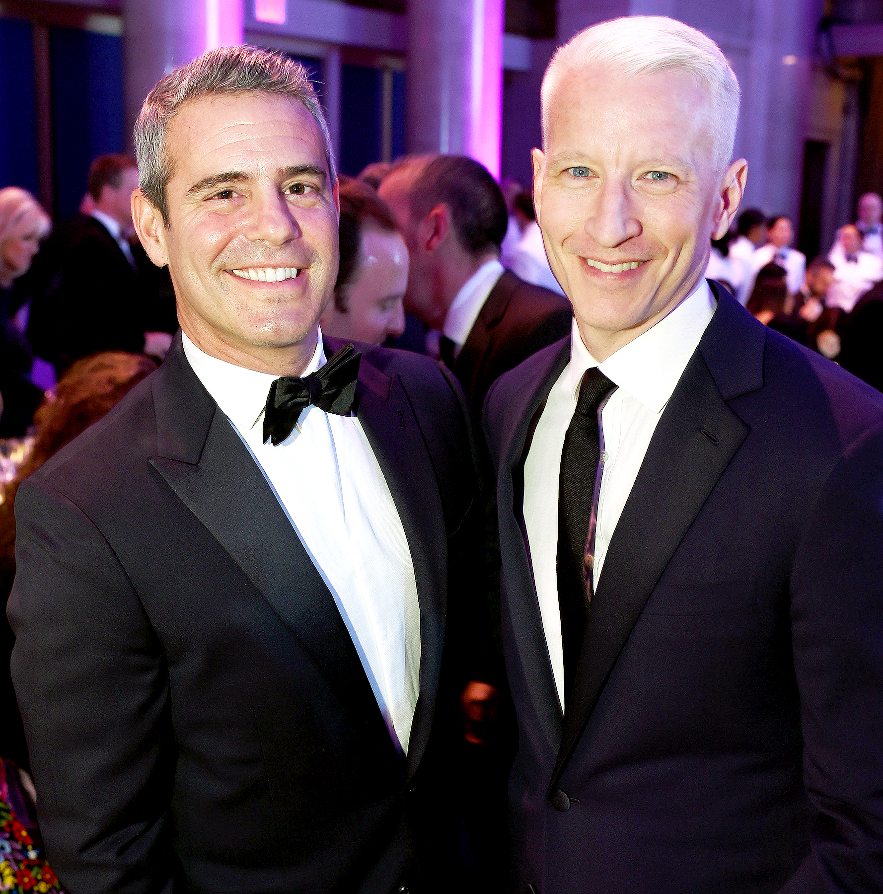Andy Cohen and Anderson Cooper attend Elton John AIDS Foundation's 14th Annual An Enduring Vision Benefit at Cipriani Wall Street on November 2, 2015 in New York City.