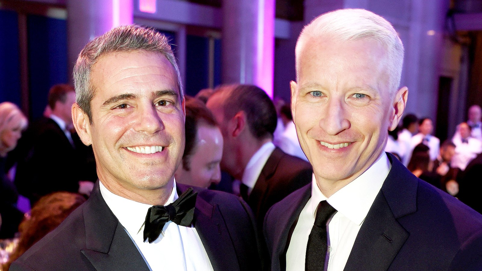 Andy Cohen and Anderson Cooper attend Elton John AIDS Foundation's 14th Annual An Enduring Vision Benefit at Cipriani Wall Street on November 2, 2015 in New York City.