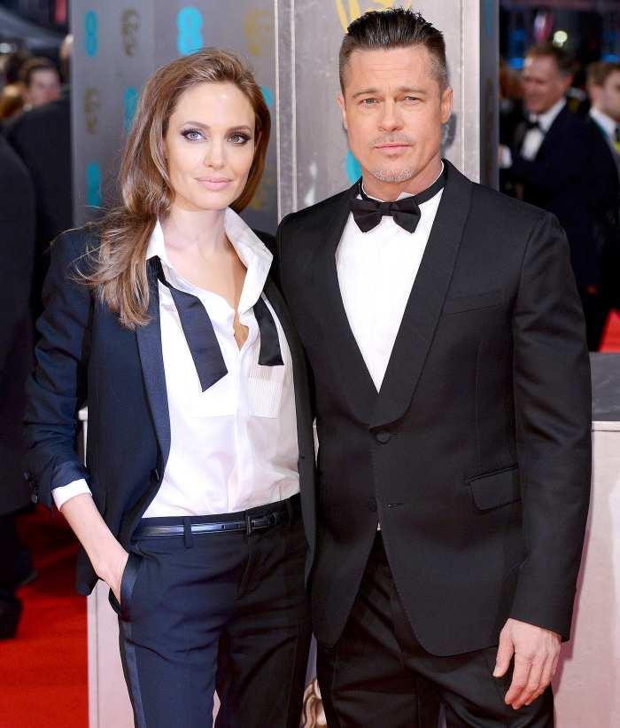 Angelina Jolie and Brad Pitt attend the EE British Academy Film Awards 2014 at The Royal Opera House on February 16, 2014 in London, England.
