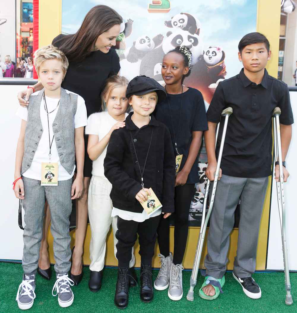 Shiloh Jolie-Pitt, Angelina Jolie, Vivienne Marcheline Jolie-Pitt, Knox Leon Jolie-Pitt, Zahara Marley Jolie-Pitt and Pax Thien Jolie-Pitt