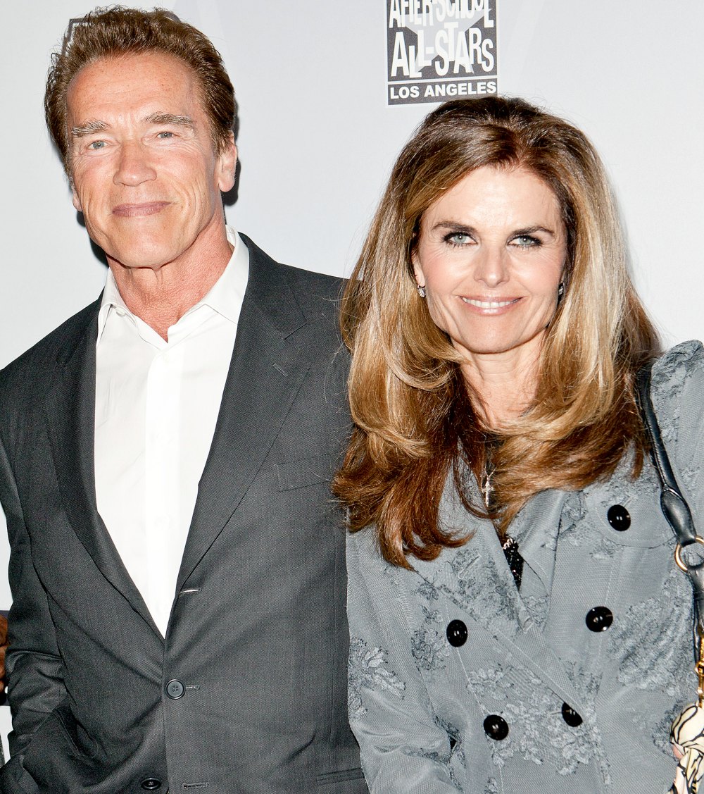 Arnold Schwarzenegger (L) and Maria Shriver (R) arrive at After-School All-Stars Hoop Heroes Salute launch party at Katsuya on February 18, 2011 in Los Angeles, California.