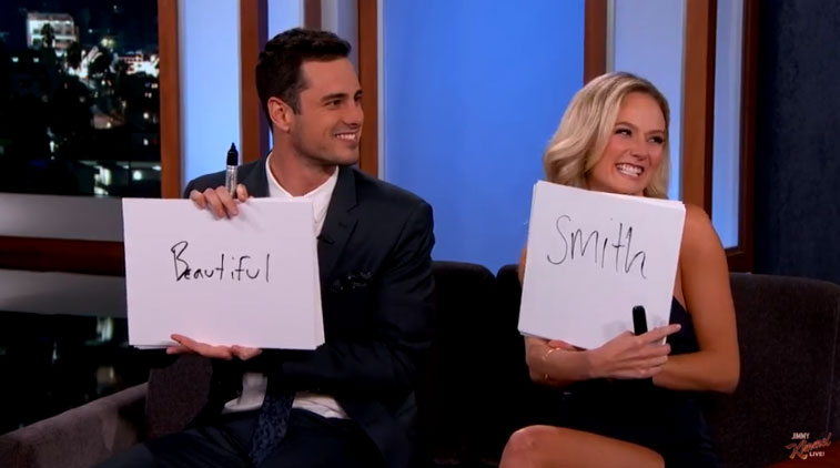 Ben Higgins and Lauren Bushnell play 'Fiancee My Name' on 'Jimmy Kimmel Live'