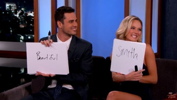 Ben Higgins and Lauren Bushnell play 'Fiancee My Name' on 'Jimmy Kimmel Live'