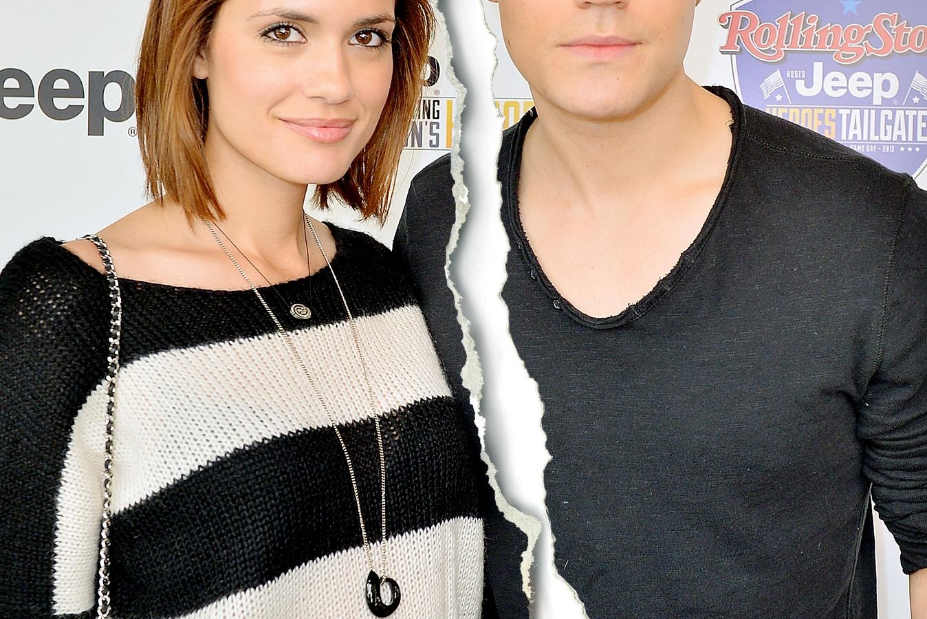 Torrey DeVitto and Paul Wesley on February 3, 2013