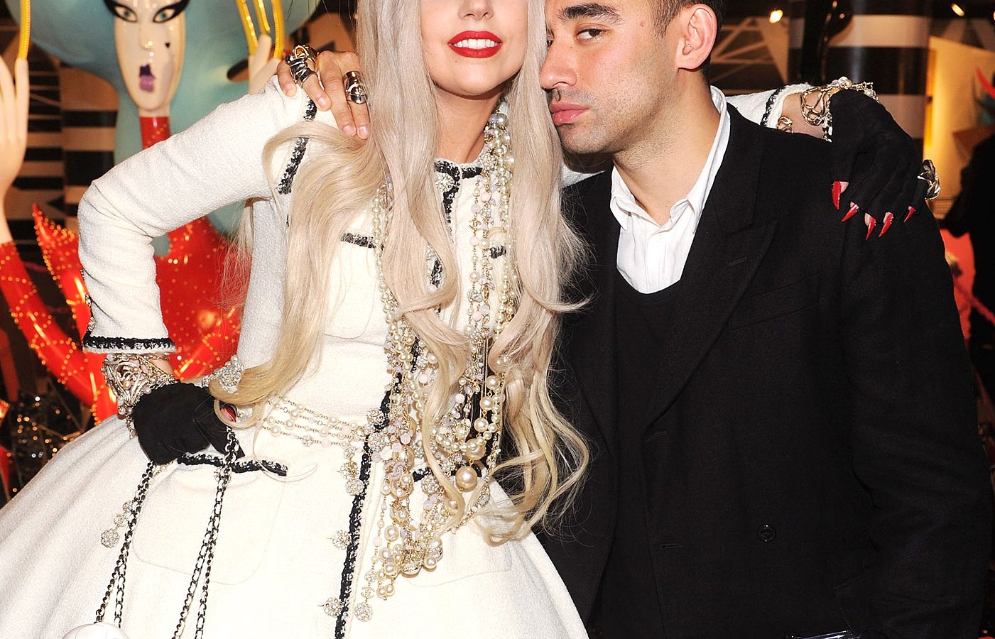 Lady Gaga and former stylist Nicola Formichetti on November 21, 2011