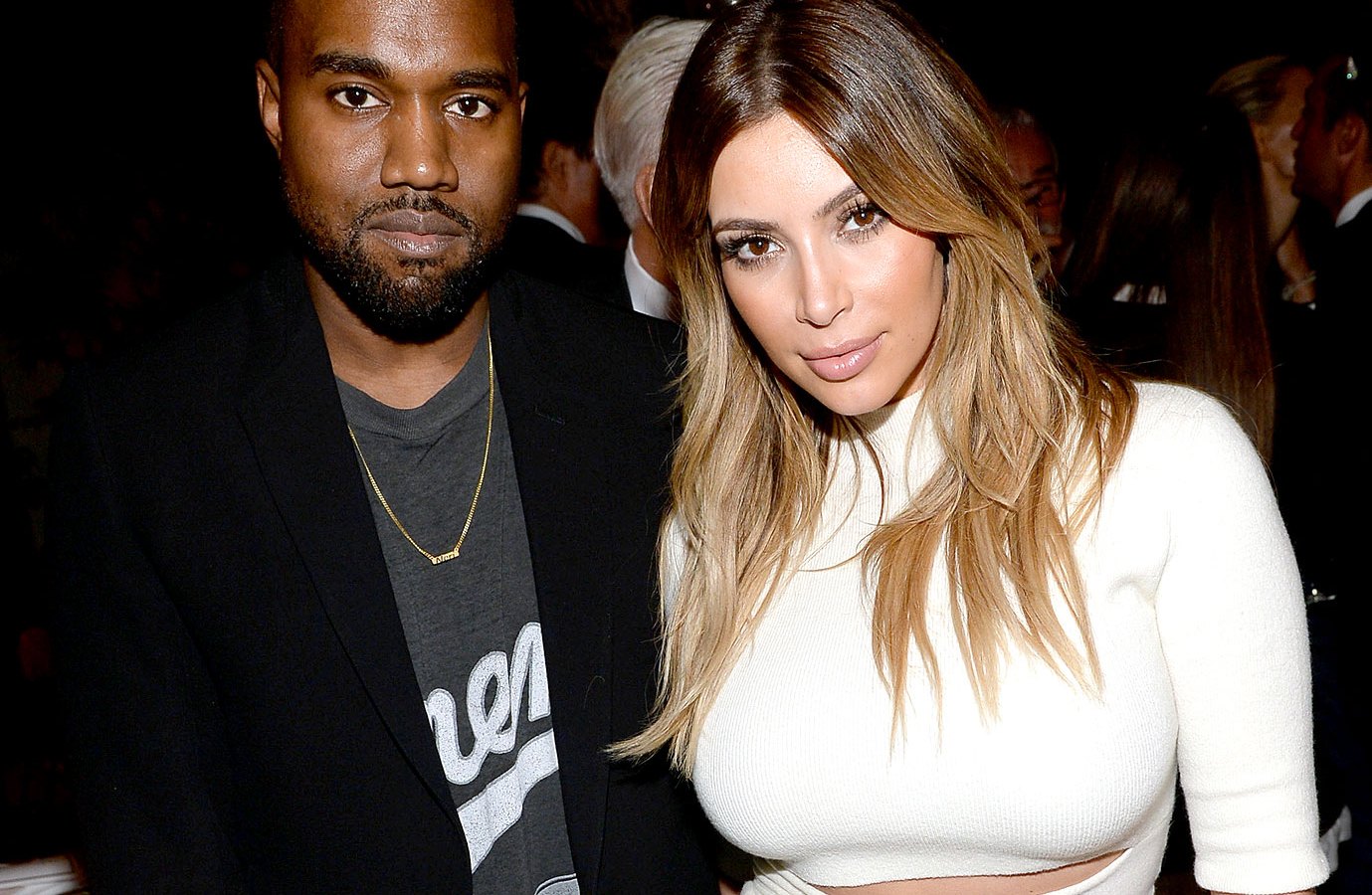 Kim Kardashian and Kanye West at Spago on October 24, 2013