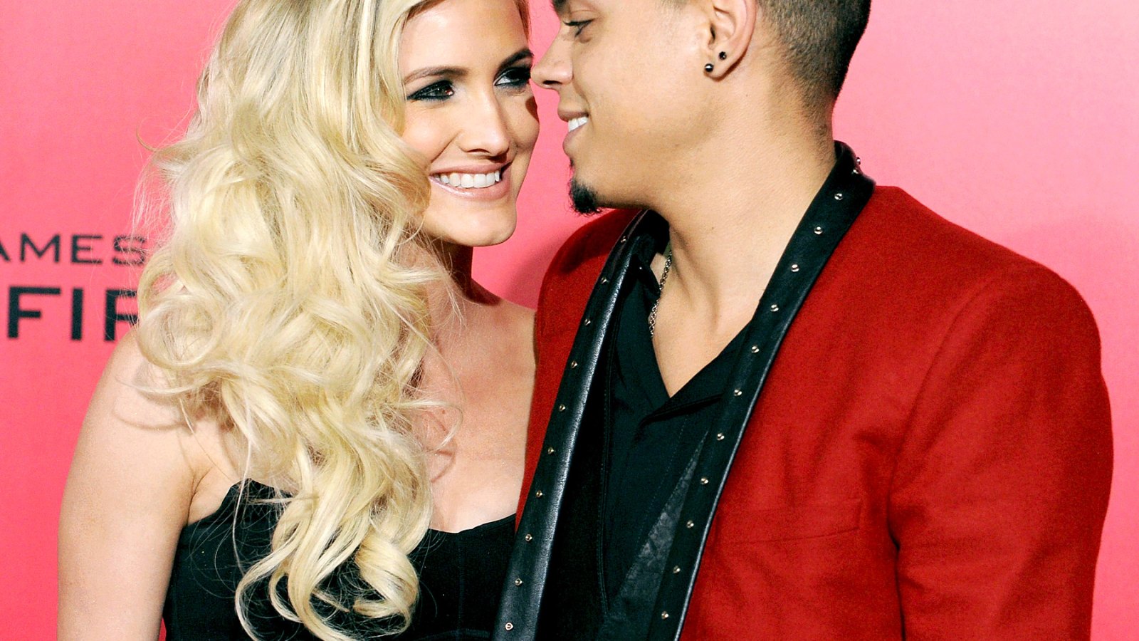 Evan Ross and Ashlee Simpson at the L.A. "Catching Fire" premiere