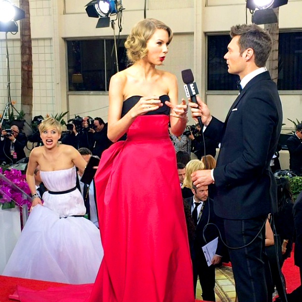 Jennifer Lawrence, Taylor Swift and Ryan Seacrest