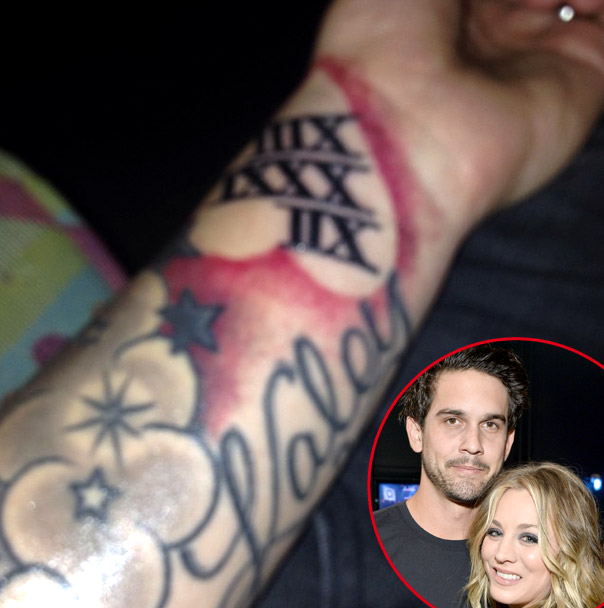 Ryan Sweeting shows off his new tattoo of Kaley's name on instagram