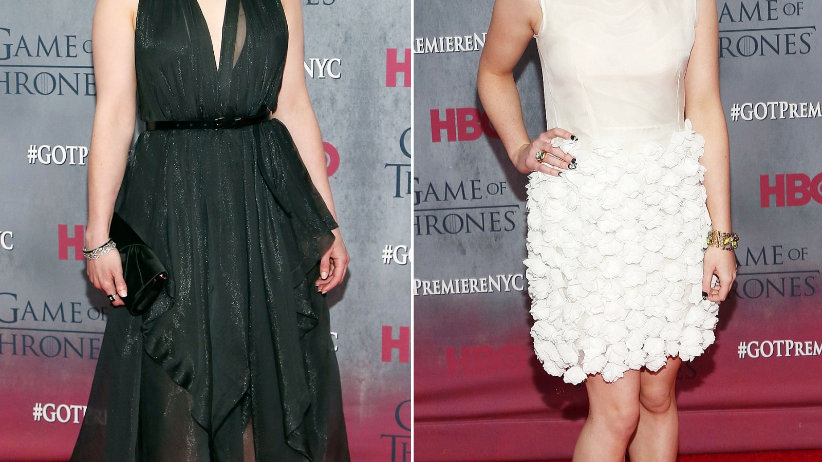 Emilia Clarke and Maisie Williams at the Game of Thrones premiere