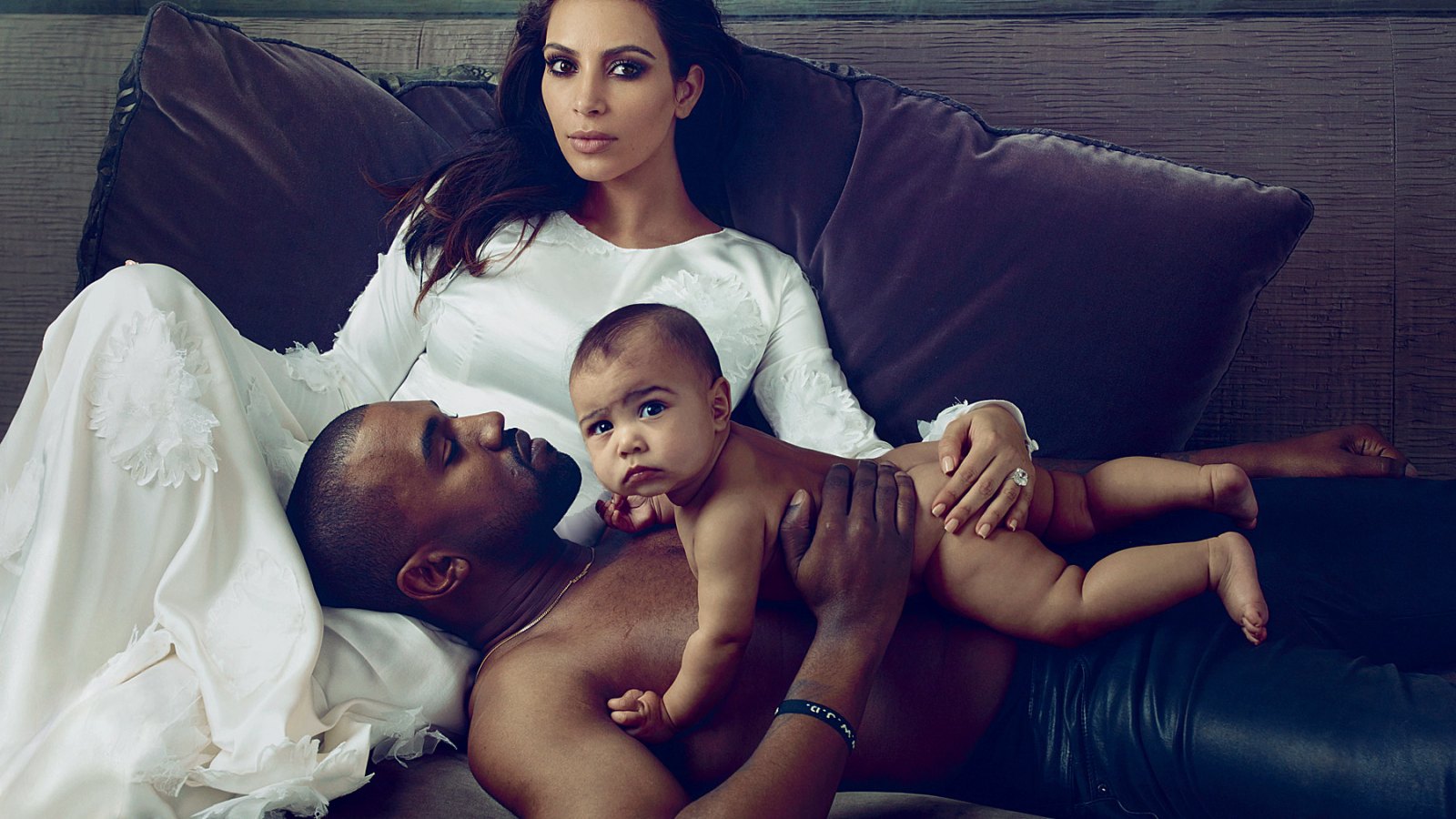 Kim Kardashian, Kanye West and baby Nori in Vogue