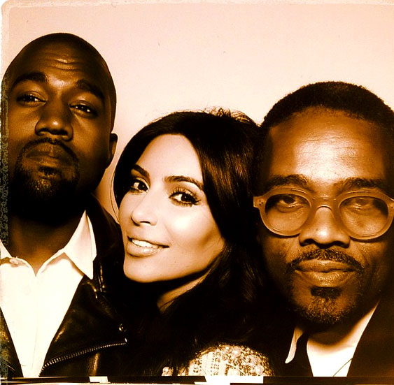 Kim and Kanye West pose with friend Tony Williams