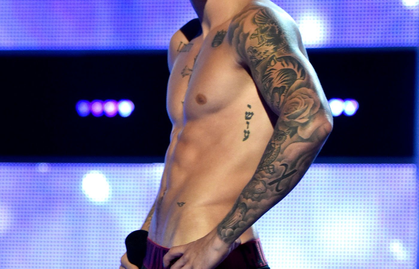 Justin Bieber stripped to his underwear at Fashion Rocks during NYFW