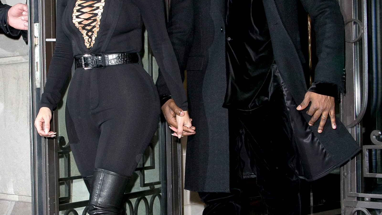 Kim Kardashian West and husband Kanye West are seen on March 8, 2015.