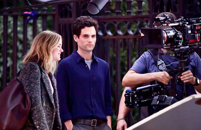 Penn Badgley on set of 'You' on August 23, 2017 in New York City.