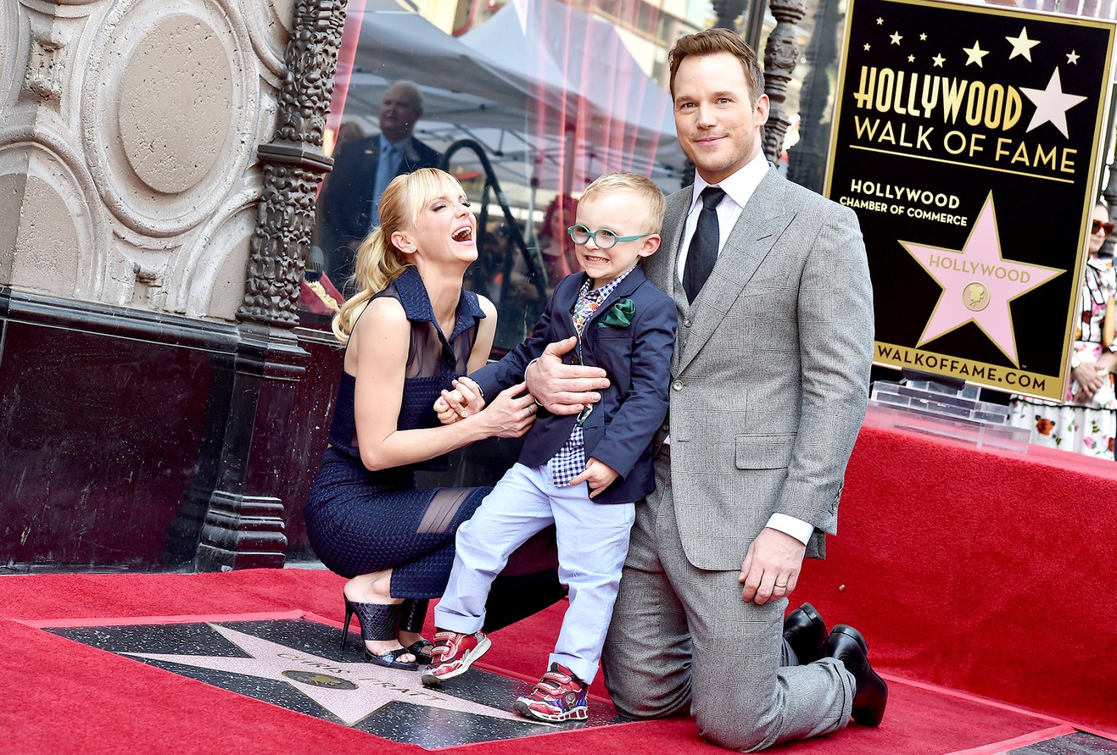 Chris Pratt, Anna Faris and son Jack Pratt attend the ceremony honoring Chris Pratt with a star on the Hollywood Walk of Fame on April 21, 2017 in Hollywood, California.