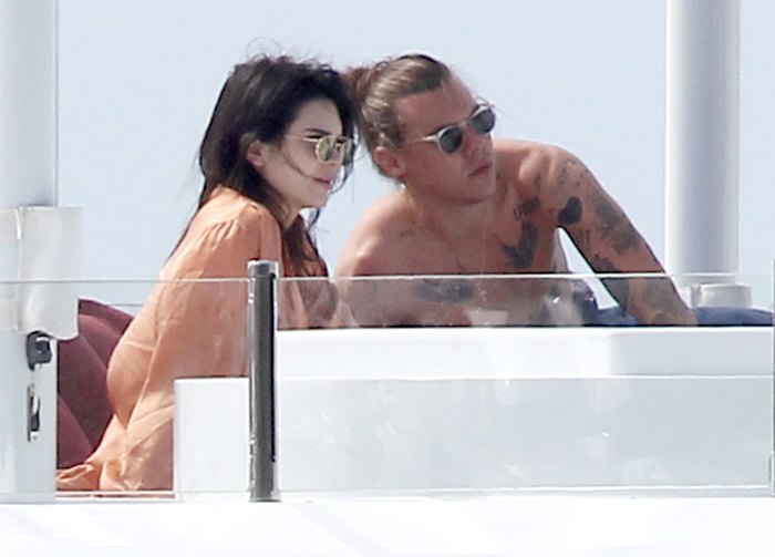 Kendall Jenner and Harry Styles spend the day on a yacht in St. Bart's.