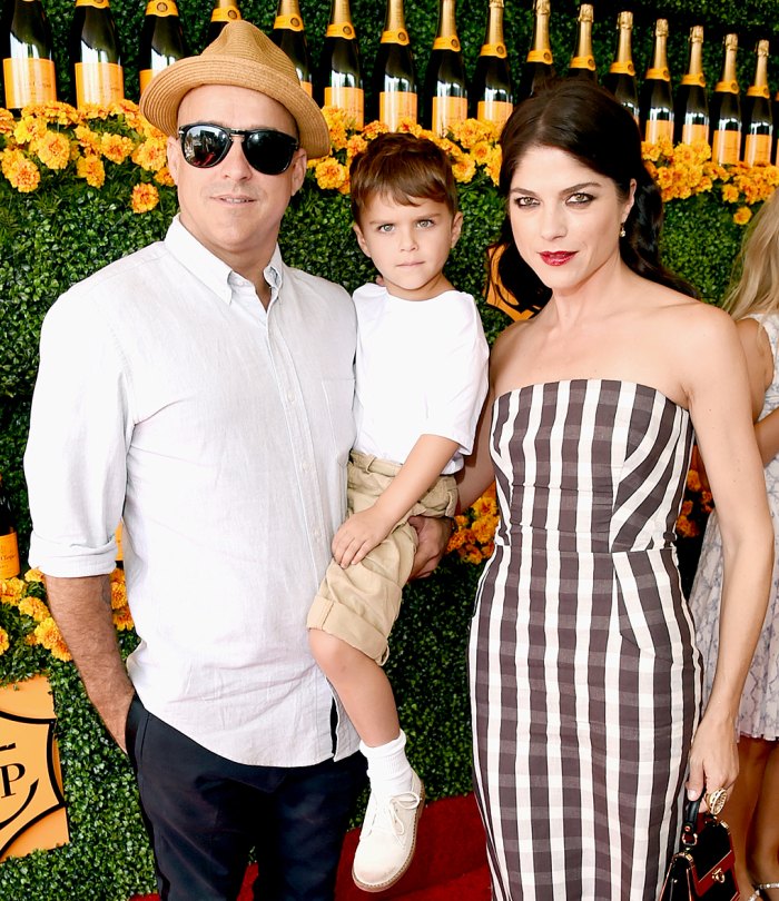 Jason Bleick, Arthur Saint Bleick and Selma Blair attend the sixth annual Veuve Clicquot Polo Classic at Will Rogers State Historic Park on October 17, 2015 in Pacific Palisades, CA.