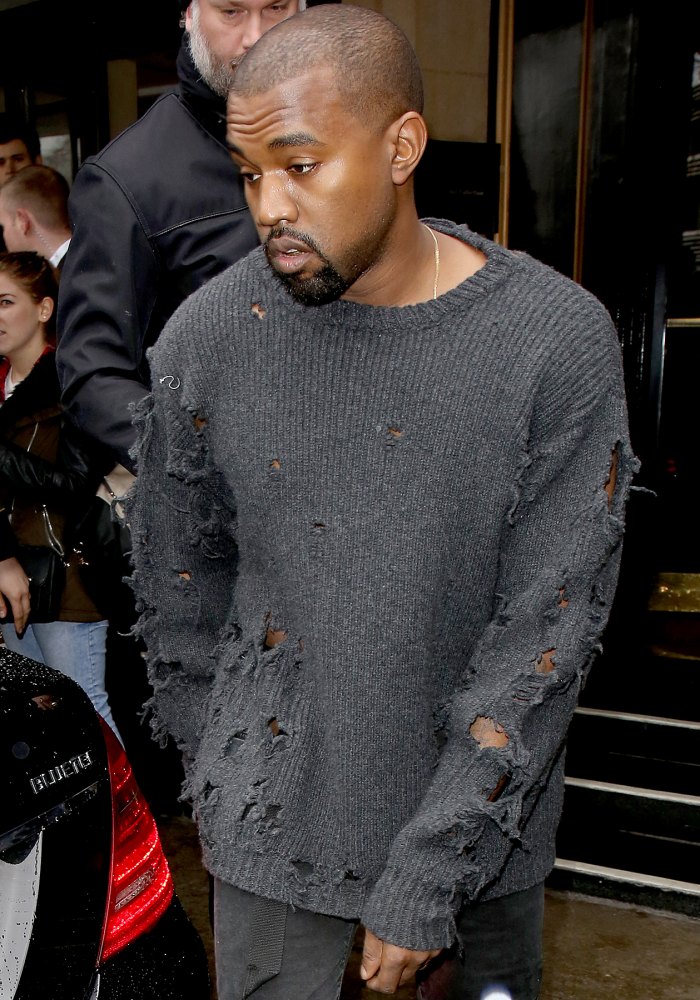 Kanye West leaving The Dorchester Hotel on February 26, 2015 in London, England.