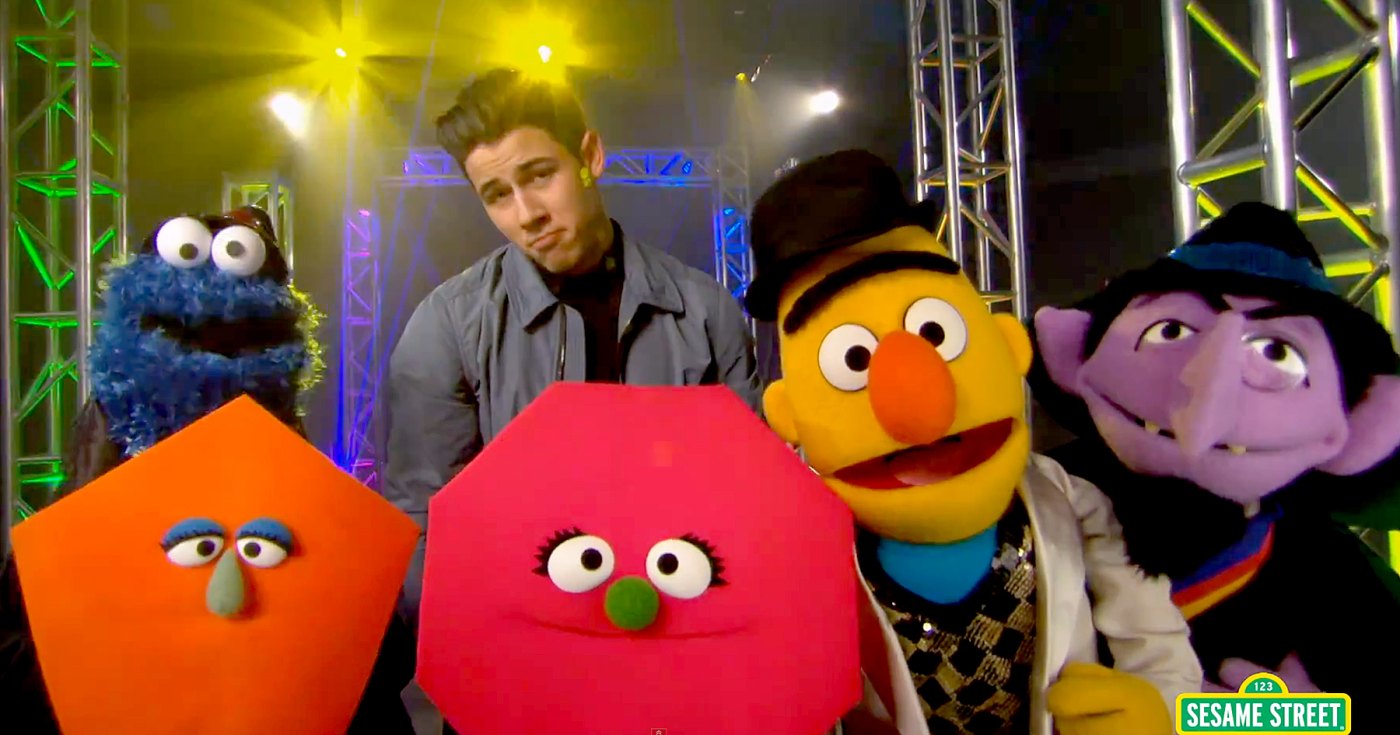 Sesame Kelly Rapa Nick Jonas Serenades Geometric Shapes in 'Sesame Street' Music Video