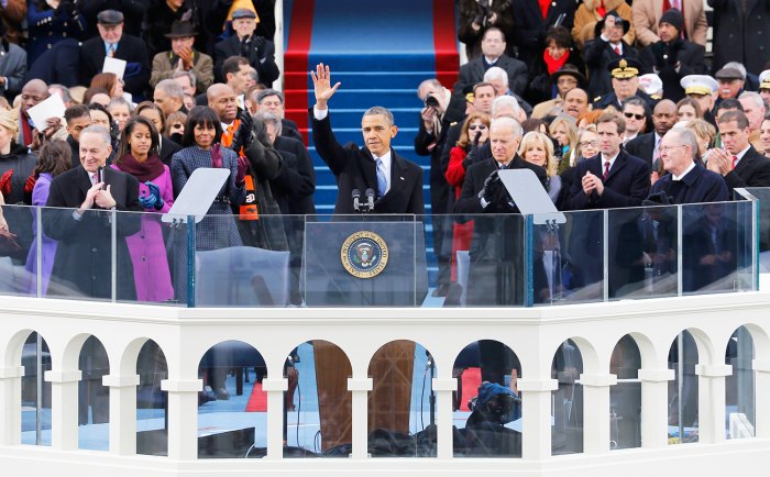 President Barack Obama waves to the crowd after his speech at the ceremonial swearing-in during the 57th Presidential Inauguration on the West Front of the U.S. Capitol January 21, 2013 in Washington, DC.
