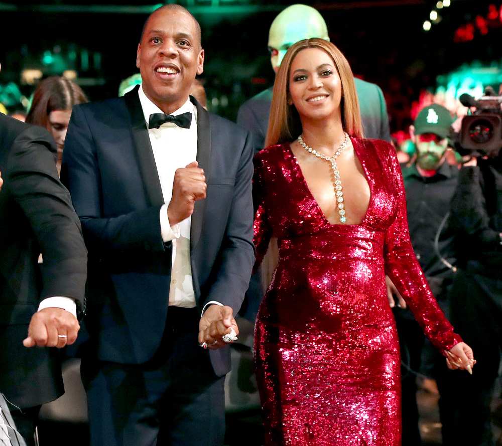 Jay Z and Beyoncé during The 59th GRAMMY Awards at STAPLES Center on February 12, 2017 in Los Angeles, California.