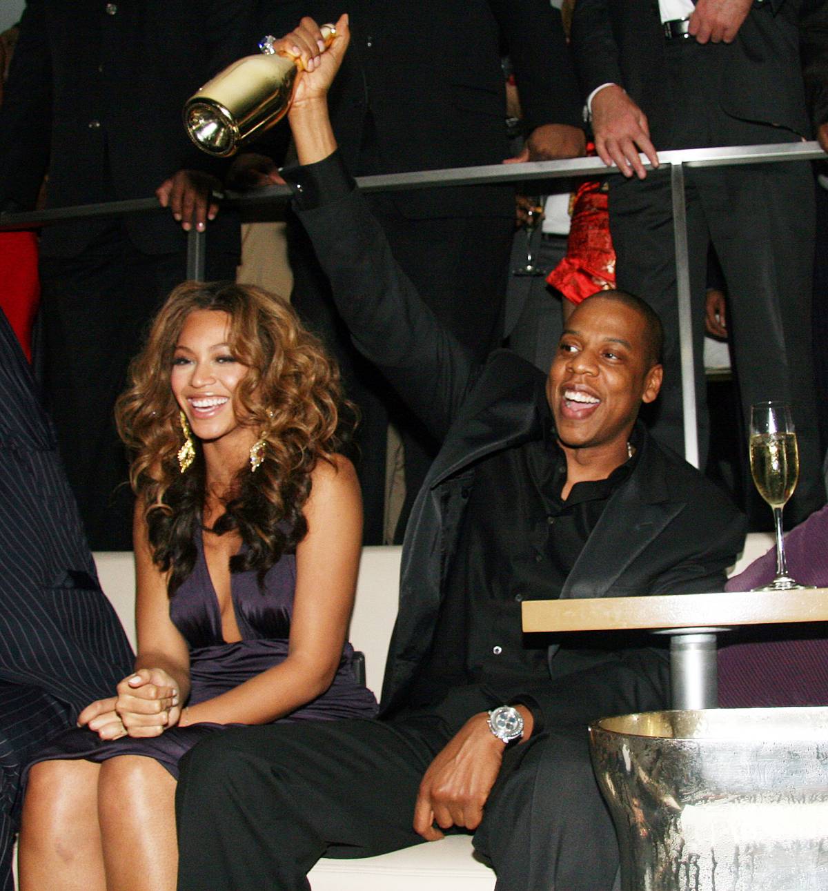 Jay-Z and Beyonce Knowles attend the 2013 NBA All-Star Game at the