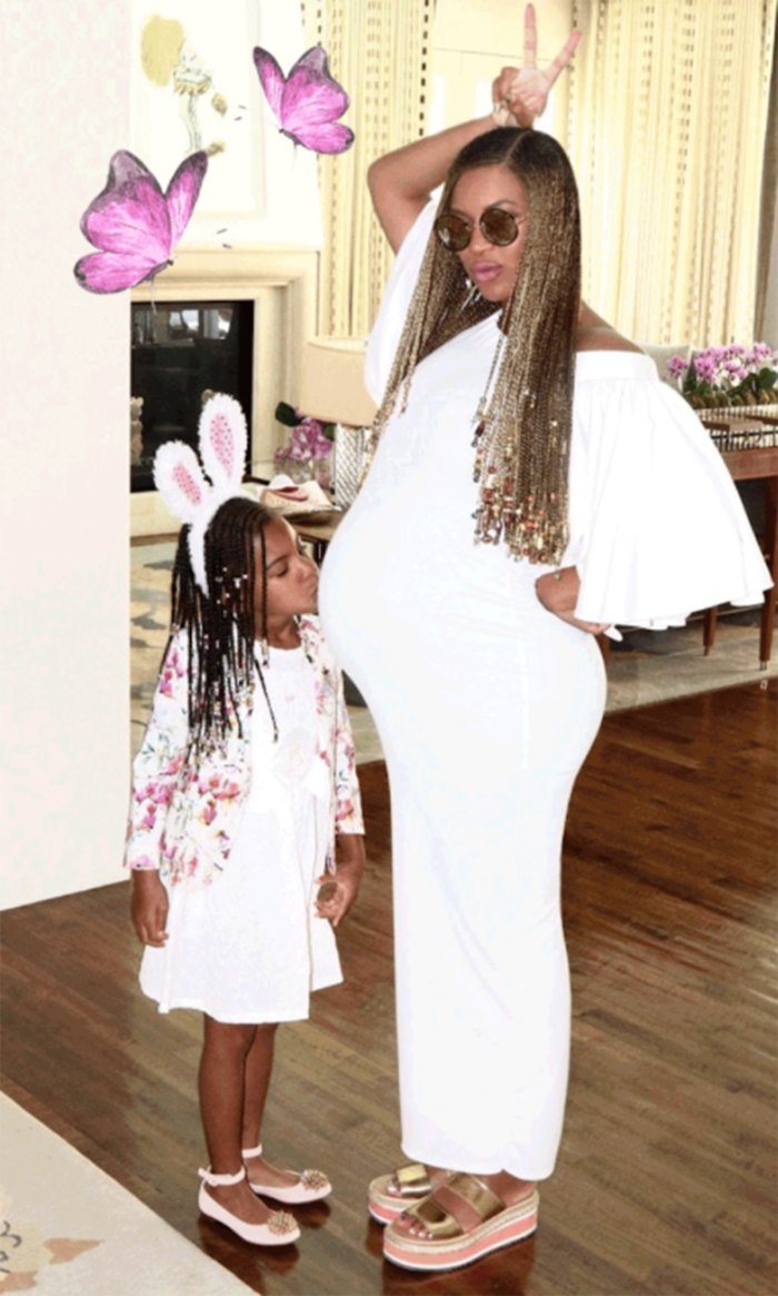 Blue Ivy Kisses Beyonce's Baby Bump in Sweet Easter Photos