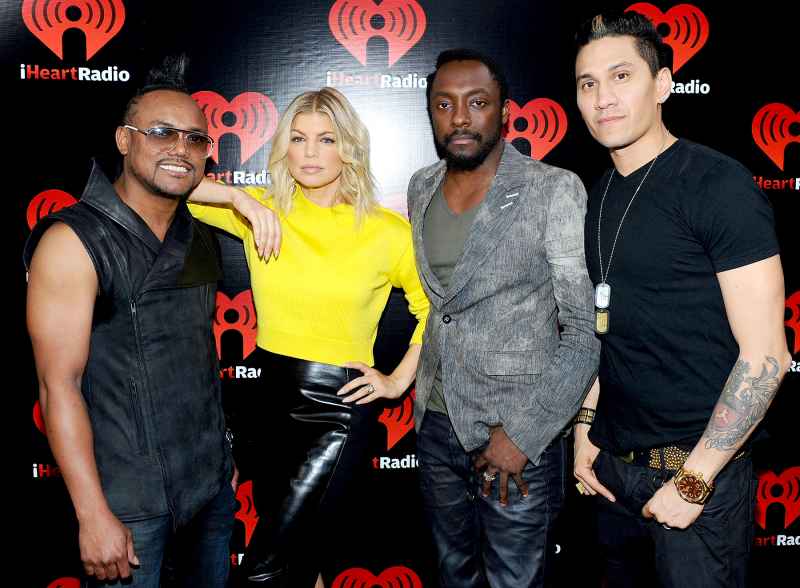 Stacy 'Fergie' Ferguson, Will.I.Am and Taboo of The Black Eyed Peas pose backstage at the iHeartRadio Music Festival held at the MGM Grand Garden Arena on September 23, 2011 in Las Vegas, Nevada.