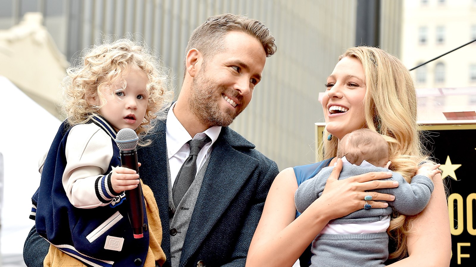 Ryan Reynolds and Blake Lively with daughters James Reynolds and Ines Reynolds attend the ceremony honoring Ryan Reynolds with a Star on the Hollywood Walk of Fame on December 15, 2016 in Hollywood, California.