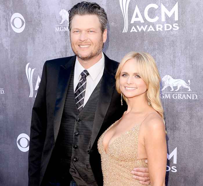 Blake Shelton and Miranda Lambert attend the 49th Annual Academy of Country Music Awards at the MGM Grand Garden Arena on April 6, 2014.