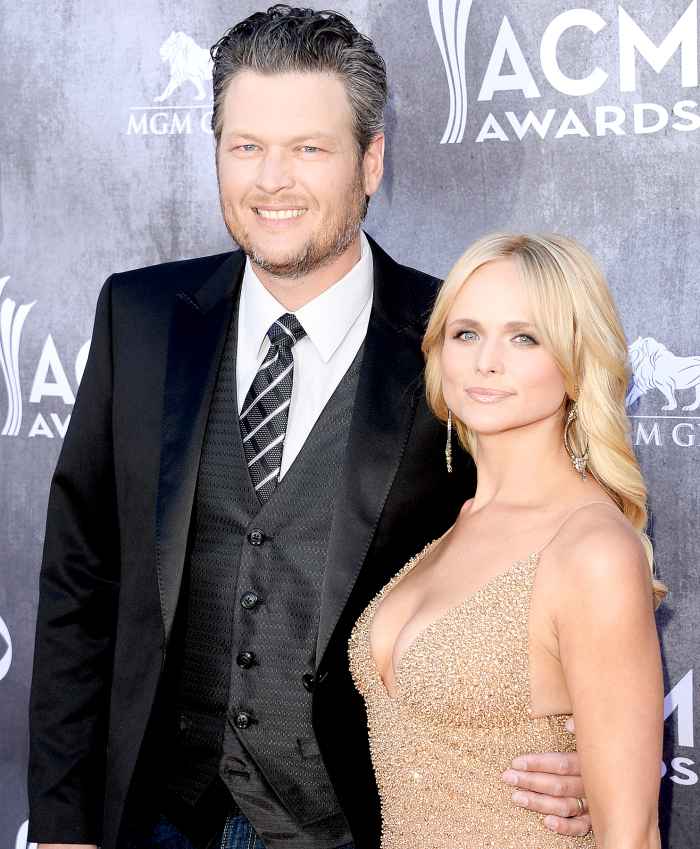 Blake Shelton and Miranda Lambert attend the 49th Annual Academy Of Country Music Awards at the MGM Grand Garden Arena on April 6, 2014 in Las Vegas.