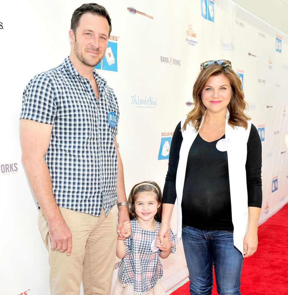 Brady Smith, Harper Renn Smith and actress Tiffani Thiessen attend Milk + Bookies 6th Annual Story Time Celebration on April 19, 2015 in Los Angeles.