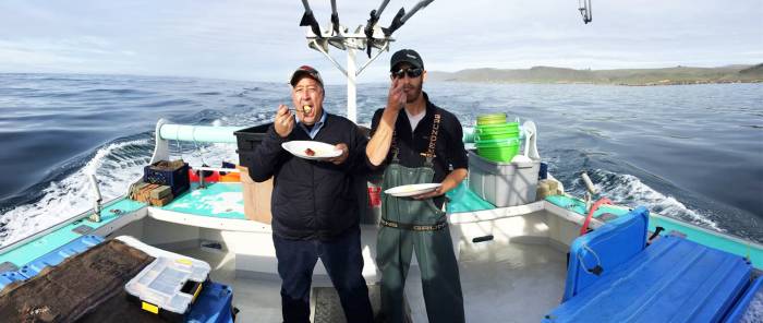 “Breakfast at sea,” captioned Zimmern of this shot from Morro Bay, California.