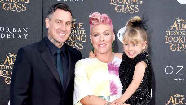 Carey Hart, Pink and Willow Sage Hart arrive at the premiere of Disney's 'Alice Through The Looking Glass' at the El Capitan Theatre on May 23, 2016 in Hollywood, California. Axelle/Bauer-Griffin/FilmMagic