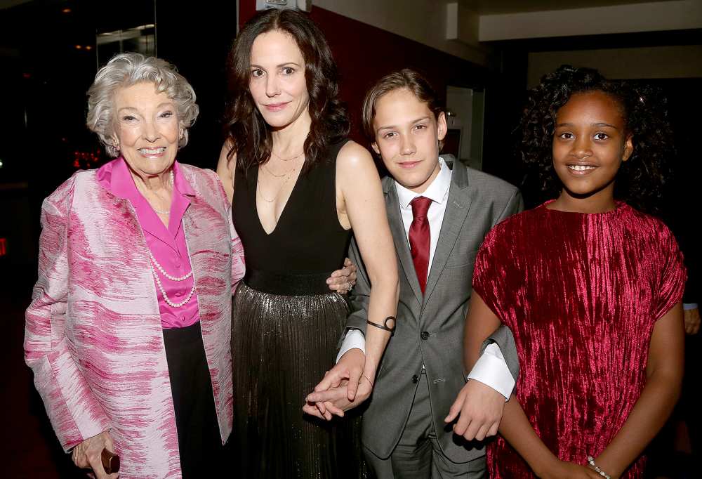 Caroline Louise Morelli Parker, daughter Mary-Louise Parker, son William Atticus Crudup and daughter Caroline Aberash Parker pose at The Opening Night After Party for "Heisenberg" on Broadway at The Copacabana on October 13, 2016 in New York City.