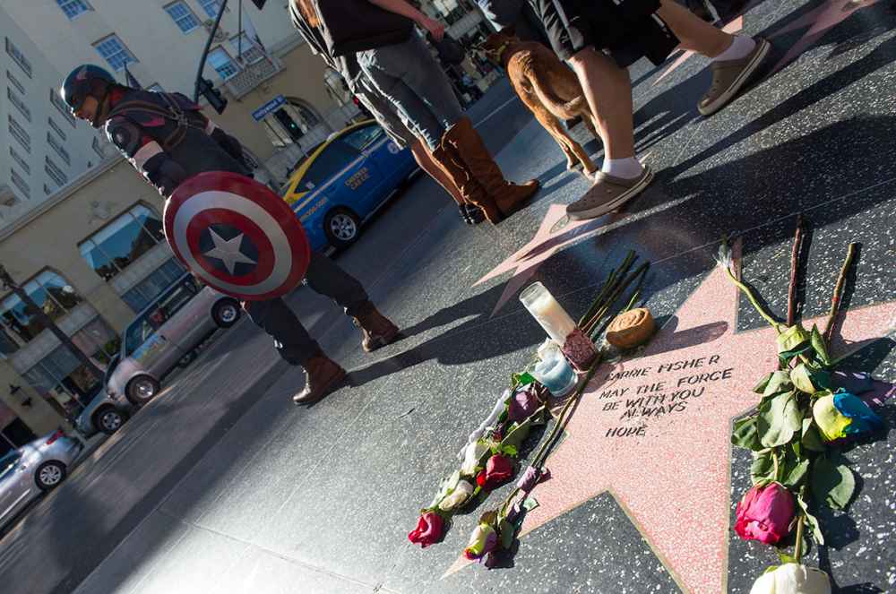Carrie Fisher's fans create a star on the Hollywood Walk of Fame.