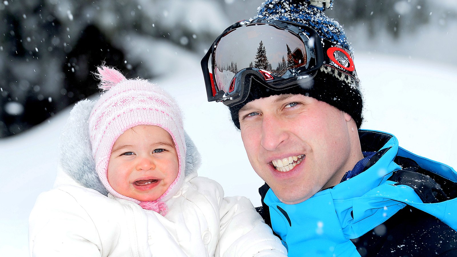 Princess Charlotte and Prince William enjoy a private skiing break on March 3, 2016 in the French Alps.