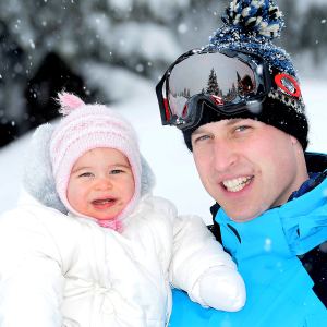 Princess Charlotte and Prince William enjoy a private skiing break on March 3, 2016 in the French Alps.