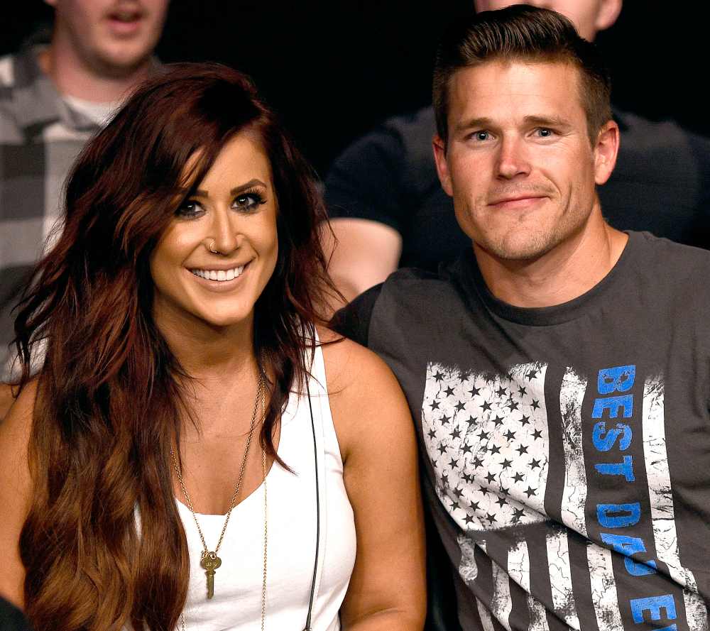 Chelsea Houska and her fiance Cole DeBoer watch the fights during the UFC Fight Night event on July 13, 2016 at Denny Sanford Premier Center in Sioux Falls, South Dakota.