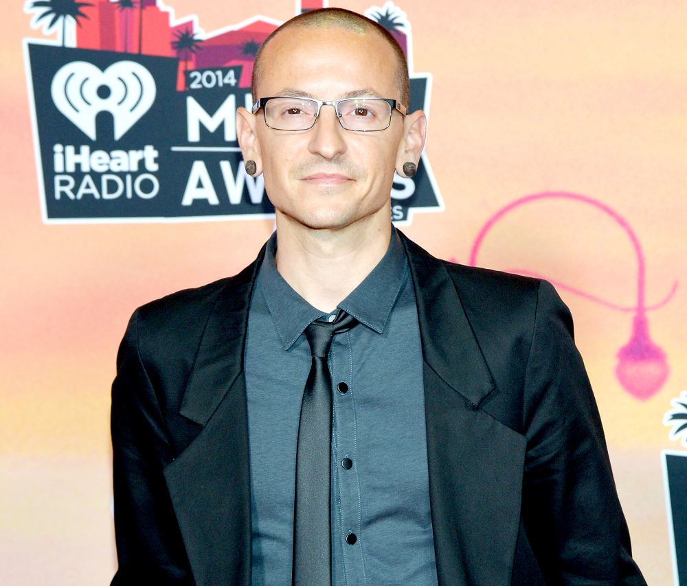 Chester Bennington poses in the press room at the iHeartRadio Music Awards held at the Shrine Auditorium on May 1, 2014.