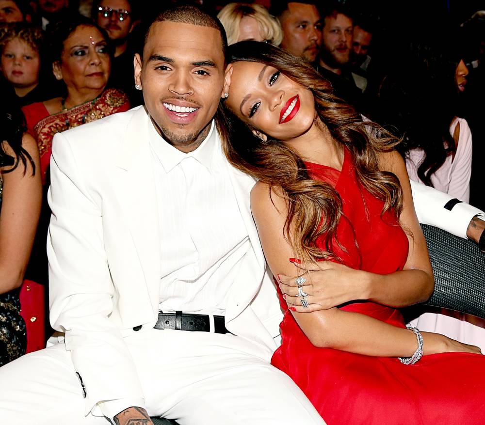 Chris Brown and Rihanna attend the 55th Annual GRAMMY Awards at STAPLES Center on February 10, 2013 in Los Angeles, California.