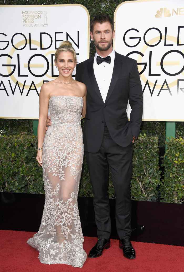 Actor Chris Hemsworth (R) and model Elsa Pataky attend the 74th Annual Golden Globe Awards at The Beverly Hilton Hotel on January 8, 2017 in Beverly Hills, California.